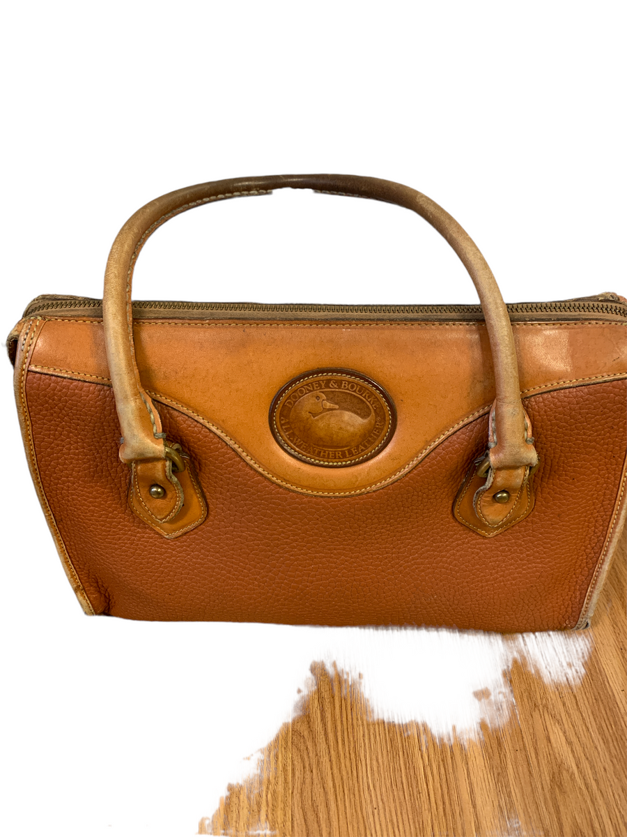 VINTAGE Dooney & Bourke Brown Pebbled Leather Satchel Purse 