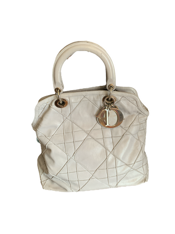 Vintage Dior Taupe Cannage Leather Granville Tote 2009